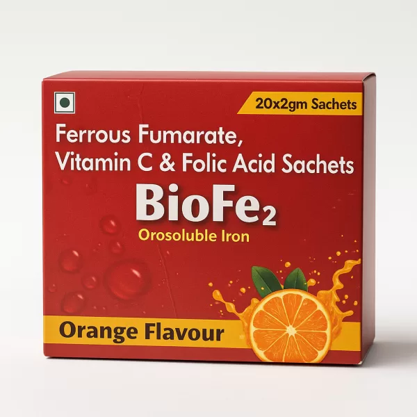 Iron Supplement - BioFe2 Orosoluble Ferrous Fumarate with Vitamin C & Folic Acid