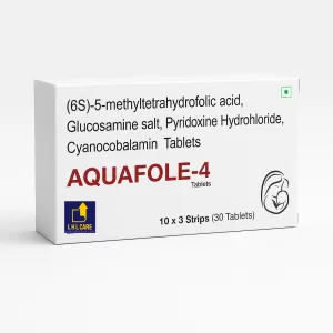Aquafole-4 (6S)-5-Methyltetrahydrofolic Acid Glucosamine Salt Bioactive Folate - 30 Tablets