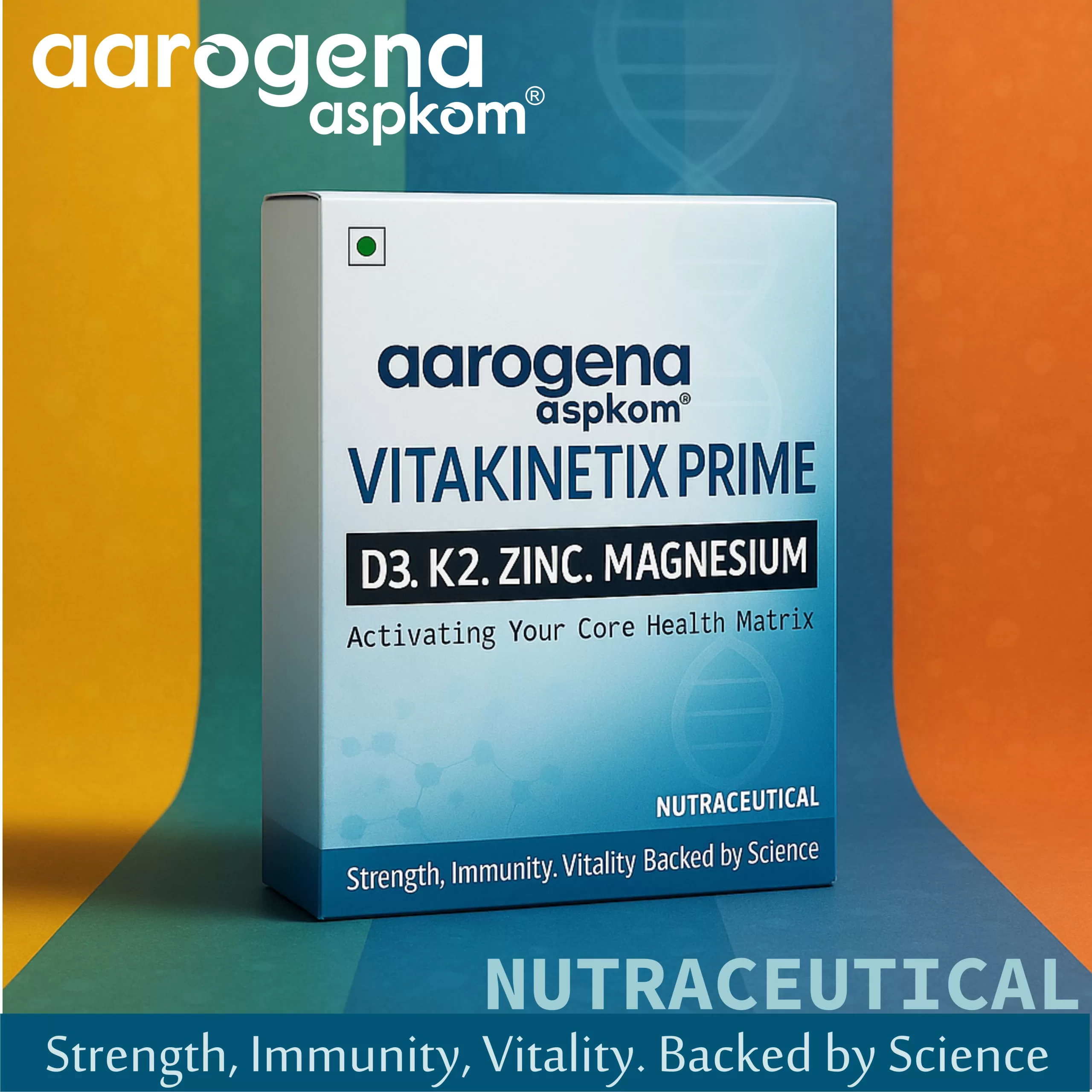 Vitakinetix Prime by AspKom – Vitamin D3 K2 supplement with Boron, Zinc, and Vitamin C – PCD Pharma Franchise & Contract Manufacturing in India