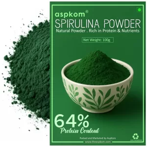 Organic Spirulina Powder 100g | 64% Plant-Based Protein | Rich in Chlorophyll & Iron | Vegan Superfood for Energy, Immunity & Detox